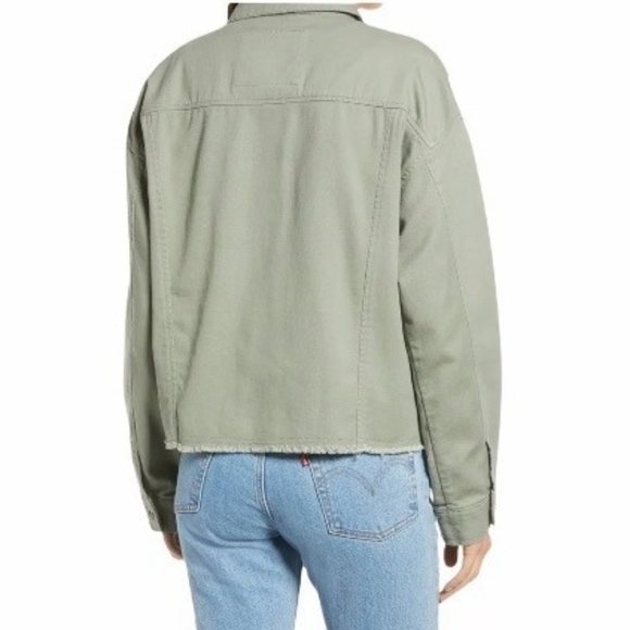 Levi's Trendy Plus Size Cropped Cotton Utility Jacket Army Green Size 3X NWT - Picture 3 of 12